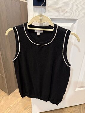 Revolution Black Sleeveless Knit Tank with White Piping